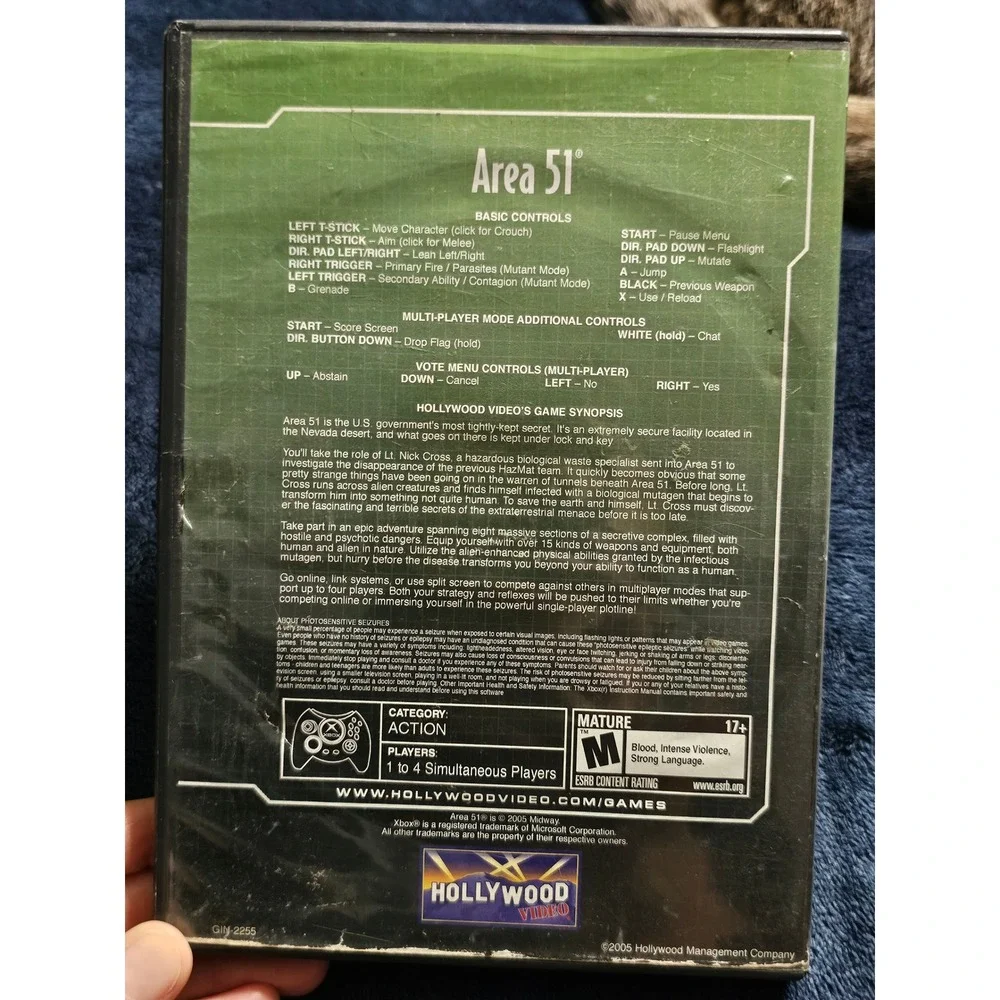 Area 51 Original Xbox 2005 Midway Hollywood Video Edition First Person Shooter
